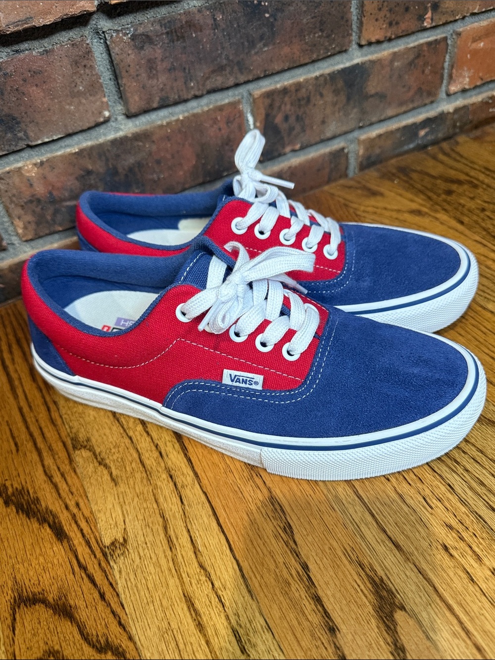 Vans Authentic Red Navy Blue Canvas Sneakers Shoes Men’s 8 Women’s 9.5